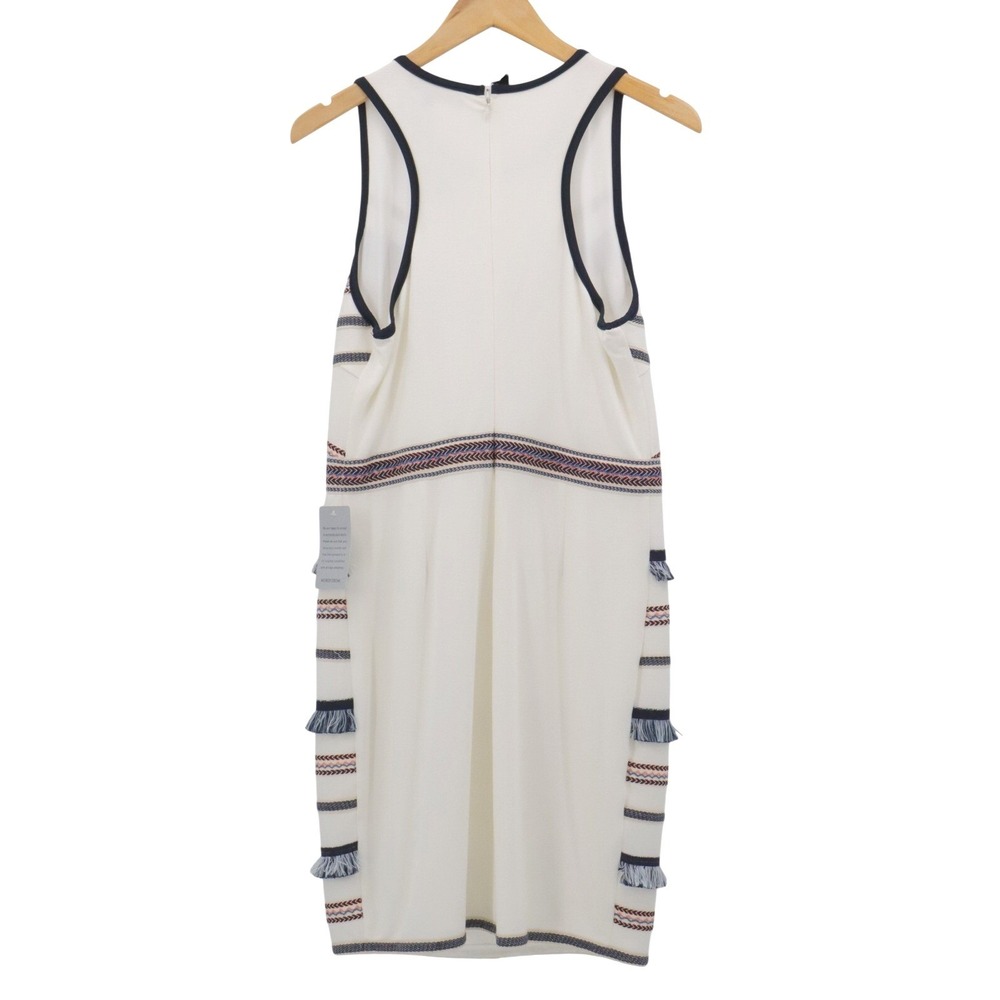 Adelyn Rae Fringe Sheath Mini Dress Sleeveless Ivory Striped L NWT - Picture 3 of 10